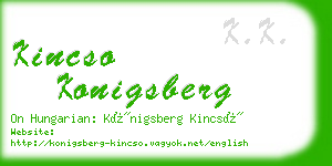 kincso konigsberg business card